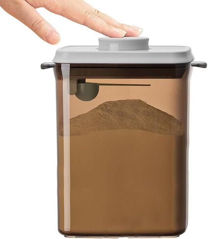Ankou One-Push Formula Container, 2300ml Formula Dispenser with Scoop and Scraper, Milk Powder Container with Lids, BPA-Free Airtight Food Storage Container 1000g Large Capacity,Dark Brown, Rectangle in Saudi Arabia