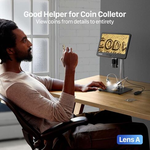 TOMLOV DM602 مجهر رقمي HDMI مع 3 عدسات 2000X، مجهر لحام 10.1 بوصة لإصلاح الإلكترونيات، مجهر كامل للعملات المعدنية، مجهر فيديو 2K للبالغين، مجهر بيولوجي، 64 جيجابايت in Kuwait