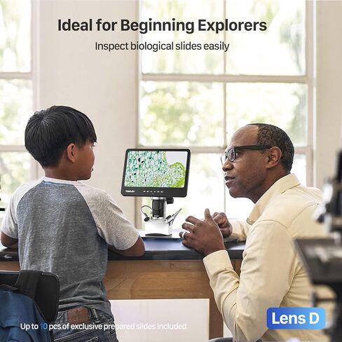 TOMLOV DM602 مجهر رقمي HDMI مع 3 عدسات 2000X، مجهر لحام 10.1 بوصة لإصلاح الإلكترونيات، مجهر كامل للعملات المعدنية، مجهر فيديو 2K للبالغين، مجهر بيولوجي، 64 جيجابايت in Kuwait