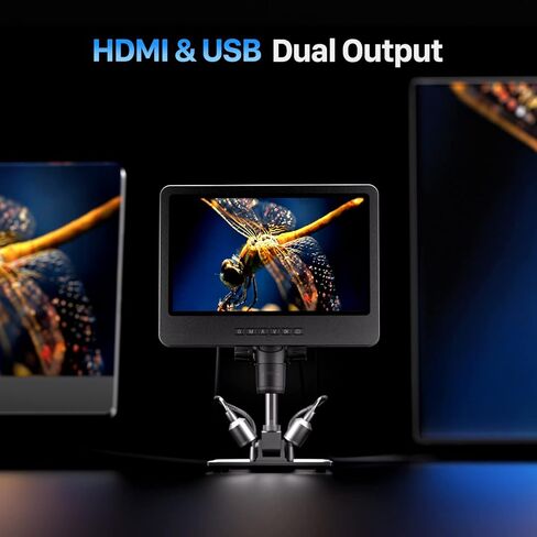 TOMLOV DM602 مجهر رقمي HDMI مع 3 عدسات 2000X، مجهر لحام 10.1 بوصة لإصلاح الإلكترونيات، مجهر كامل للعملات المعدنية، مجهر فيديو 2K للبالغين، مجهر بيولوجي، 64 جيجابايت in Kuwait