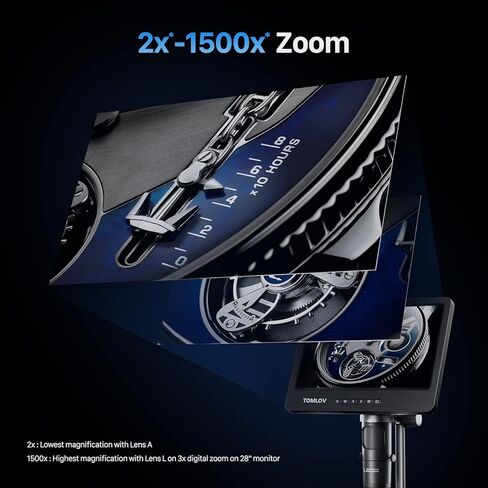 TOMLOV DM602 مجهر رقمي HDMI مع 3 عدسات 2000X، مجهر لحام 10.1 بوصة لإصلاح الإلكترونيات، مجهر كامل للعملات المعدنية، مجهر فيديو 2K للبالغين، مجهر بيولوجي، 64 جيجابايت in Kuwait