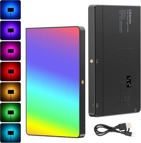 ULANZI VL49 Pro RGB Video Light, Mini Rechargeable LED Camera 360° Full Color Portable,2500-9000K Dimmable LED Panel Lamp w LCD Display,Photography Lighting Support Magnetic Attraction in Kuwait