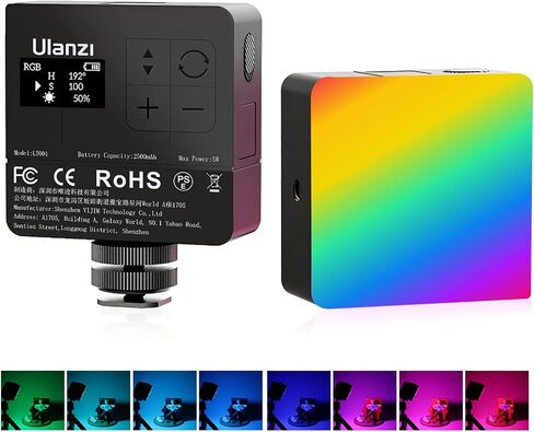 ULANZI VL49 Pro RGB Video Light, Mini Rechargeable LED Camera 360° Full Color Portable,2500-9000K Dimmable LED Panel Lamp w LCD Display,Photography Lighting Support Magnetic Attraction in Kuwait