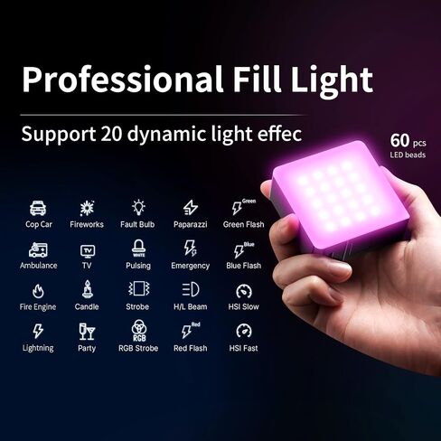 ULANZI VL49 Pro RGB Video Light, Mini Rechargeable LED Camera 360° Full Color Portable,2500-9000K Dimmable LED Panel Lamp w LCD Display,Photography Lighting Support Magnetic Attraction in Kuwait