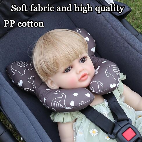 U-Shaped Baby Travel Pillow for Car Seat,Pushchair, Stroller,Soft Neck Support, Ideal for Babies 1-4 Years -Comfortable Baby Car Seat Head Support (Black Elephant) in Saudi Arabia