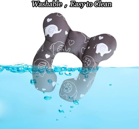 U-Shaped Baby Travel Pillow for Car Seat,Pushchair, Stroller,Soft Neck Support, Ideal for Babies 1-4 Years -Comfortable Baby Car Seat Head Support (Black Elephant) in Saudi Arabia