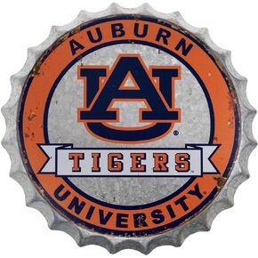 Auburn University NCAA SEC 13" Bottle Cap Sign by Hanna’s Handiworks Vintage Distressed Metal Wall Art – Show Your AU Tigers School Spirit in Your Man Cave, Dorm, Bedroom, College Apartment