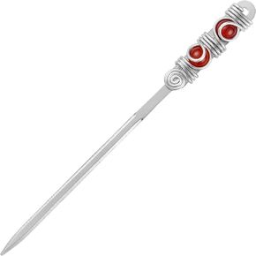 Beaded Letter Opener Envelope Letter Openers with Wire Wrapped 2 Semicircle Marble Stainless Steel Envelope Opener Slitter for DIY Gift Office Home Supplies (Brown Marble)