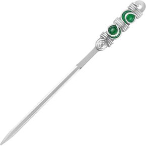 Beaded Letter Opener Envelope Letter Openers with Wire Wrapped 2 Semicircle Marble Stainless Steel Envelope Opener Slitter for DIY Gift Office Home Supplies (Brown Marble)