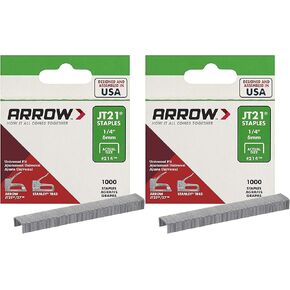 Arrow Fastener 214-2 Genuine JT21 1/4-Inch Staples, 1,000-Staples - 2 Pack