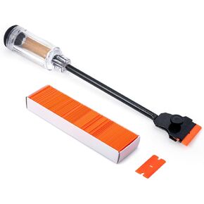 FOSHIO 1PCS Automotive Razor Scraper Car Tint Vinyl Tool Application with 12" long Handle 100pcs Plastic Razor Blade