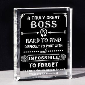 Movdyka Engraved Crystal Boss Going Away Gift for Women Men, Great Appreciation Gifts for Best Boss Lady Desk Decoration Paperweight Present for Boss Day Leaving Retirement Birthday Christmas