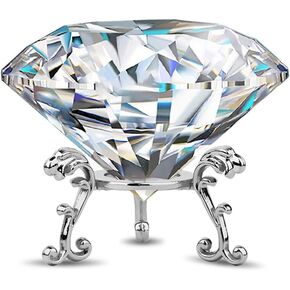 60mm(2.36 in) Large Crystal Diamond Paperweight with Stand Jewels Wedding Decorations Centerpieces Home Decor (60mm, Clear) in Kuwait