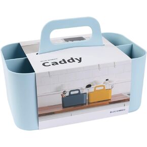 BLUE GINKGO Stackable Organizer Caddy – Korean-Made Portable Tote for Bathroom, Office, Crafts, or School Supplies (Long Rectangle, Pink)
