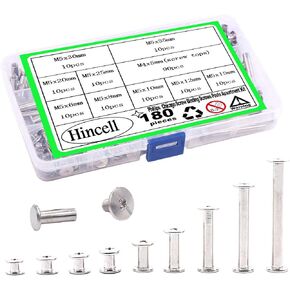 Chicago Binding Screws Posts Assorted Kit,Hincell 90Sets 9 Sizes 304 Stainless Steel Phillips Chicago Binding Post Screw Kit for Scrapbook Photo Albums Extension Posts and Screws Craft Bookbinding