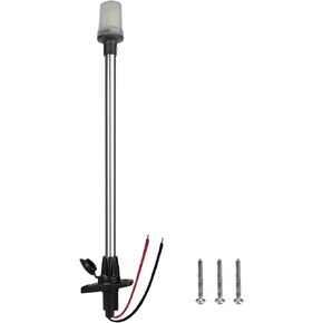 Stern Light Anchor Light LED Marine Boat Light Pole All Round White Removable 2 Pin Plug In Angled Base USCG 2 NM 10-24 Volt 24 Inches