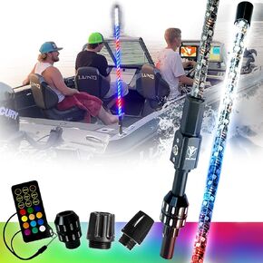 YOLOtek 4ft NavLIGHT SHOW US Veteran Owned! 360º Coast Guard 2NM Approved Multicolor Boat Navigation Lights LED Boat Lights Boat Whip Lights Anchor Running Stern Light Bass Boat Accessories Safe & Fun