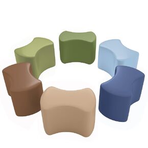 ECR4Kids SoftZone Toddler Modular Stool Set, Flexible Seating, Earthtone, 6-Piece