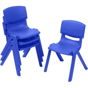 ECR4Kids 14in Plastic School Stack Chair, Children's Furniture, Grey, 4-Pack