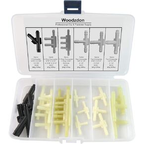 Woodzdon 18 Pcs Assorted Vacuum Line Plastic Hose Connectors Assortment Kit Y T 4 Way 5 Way Nylon Tee Connector Tubing Reducer Adapter Barbed Type Vacuum Connector for GM for AMC for Ford for Chrysler