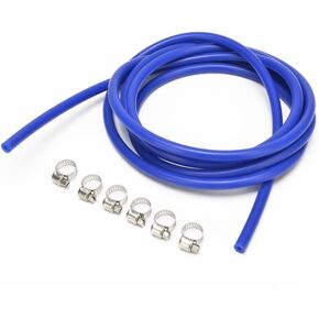 Universal High Performance Silicone Vacuum Tubing Hose ID 1/12" 10FT Vacuum Silicone Hose with 6 clamps (Black, 2mm 3M (10ft))