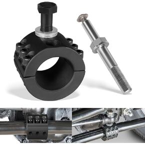 Steering Stabilizer Tie Rod Clamp (1-1/2" OD Tube) with Steering Stabilizer Relocation Bolt for Jeep Wrangler JK JKU JL JLU & Jeep Gladiator JT 2007-2022
