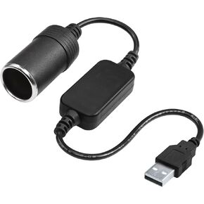 CERRXIAN 1ft USB A Male to 12V 8W Cigarette Lighter Socket Adapter Power Cable for Dash Cam, GPS, Car Led Light Strips, and Other Automotive Electronics