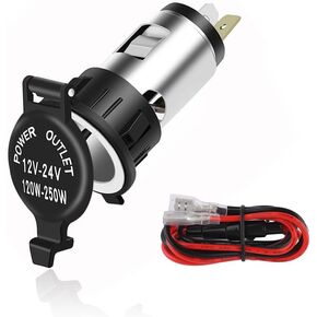 12V Cigarette Lighter Socket,Waterproof Car Power Outlet Cigarette Lighter Adapter with Extension Cable,Universal Interior Car Accessories Cigarette Lighter Plug for Car Truck SUV