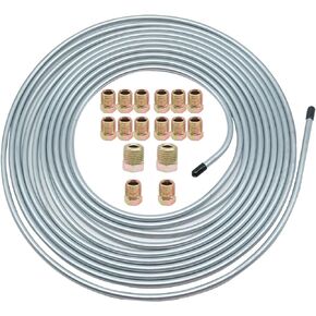 1/4" Tubing Kit - 25 Ft. of 1/4 Flexible Copper Coated Brake Line Tube for hydraulic brakes Fuel Transmission System and 16 Inverted Flare Fittings