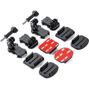 Sametop Helmet Sticky Mounts Adhesive Buckle Mount Screw Accessory Kit Compatible with GoPro Hero 12 11 10 Max 9 8 7 6 5 Session DJI Osmo Insta360 AKASO Action Cameras (12 in 1)