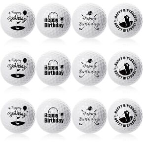 12 Pcs Happy Birthday Golf Ball Set Professional Practice Golf Balls Novelty Gift for Men Women Grandpa Universal for All Birthdays 40th 50th 60th 70th