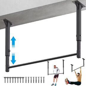 48" Ceiling Mounted Pull Up Bar, Heavy Duty Multi-Grip Chin Up Bar,Mounted Pull Up Bar, Adjustable Height, Ideal for Home Gym and Strength Training