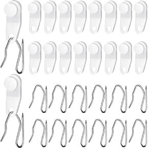 50sets White Traverse Rod Slides Curtain Track Glider Hooks for Curtains, Drapery Hook for Curtains Traverse Curtain Rods Accessories, Plastic Curtain Hooks and Metal Curtain Hooks Window Curtain