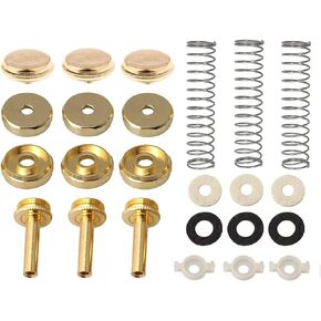TUOREN Trumpet Valve Sytem Replacement Parts include Trumpets Finger Buttons Valve Cap Piston Guides Spring Felt Washer Musical Instruments Accessories Set of 24pcs Gold