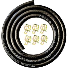 1/4 Inch 6mm ID NBR Nylon Braided Fuel Line Set,10 Ft.＋20 Pcs 2/5 Inch ID Hose Clamps,For Motorcycle Kawasaki Kohler Briggs Stratton Small Engines,Boat Marine Outboard Gas Diesel Petrol