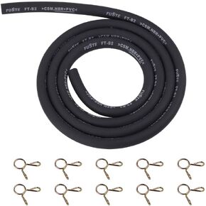 1/8" Fuel Line Gas Line 10 Feet Long with 10 Clamps for Kawasaki EZGO Snowmobile Lawn Mowers Tractors Bike Scooter ATV Golf Cart Motorcycle