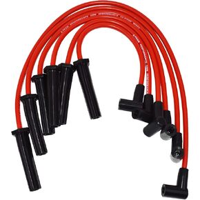 A-Team Performance - Set of 6 Cylinder 8.0mm Red Silicone Durable Two-Layered Silicone Coating Spark Plug Wires 4.3 Vortec - Compatible with GMC Chevy 230, 250, 292, 350 in Kuwait