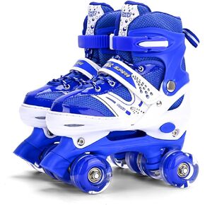 Roller Skates for Girls and Kids, 4 Sizes Adjustable Roller Skates, with All Wheels Light up, Fun Illuminating for Girls and Kids, Roller Skates for Kids Beginners, Pink