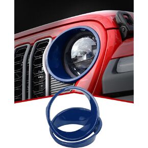 أغطية المصابيح الأمامية من JeCar ملحقات خارجية لحواف الإضاءة الأمامية المتوافقة مع Jeep Wrangler 2024 JL JLU & Gladiator JT 2024، لمسة نهائية من ألياف الكربون