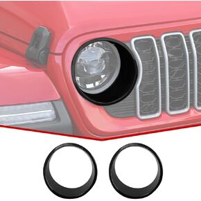 JeCar Headlight Bezels Front Light Trim Cover Head Lamp Ring Compatible with Jeep Wrangler 2024 JL JLU & Gladiator JT 2024, Black