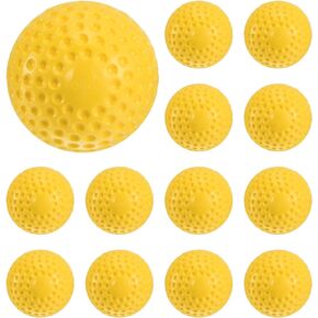PATIKIL 12 Inch Pitching Machine Softballs 12 Pack Yellow Dimpled Softball Practice Softball PU Sports Game Ball for Hitting Fielding Practice Hand-Eye Coordination