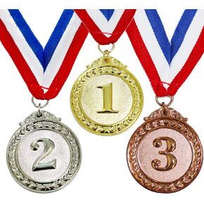 Award Medals Value 3 Pack Gold Sliver Copper Winner Medals with Neck Ribbon Prizes for Competition Sports