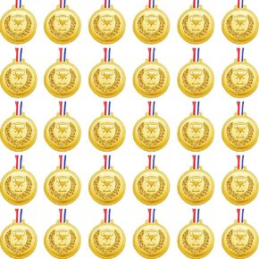 30 Pieces 2.36 Inch Plastic Gold Olympic Medals for Awards Sports Medal for Kids Adults Soccer Medal Football Medals for Awards Gymnastics Winner Award Medals Competition Birthday Party Favors