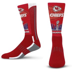 For Bare Feet NFL KANSAS CITY CHIEFS Superbowl LVIII Champions Crew Sock YOUTH