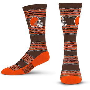 For Bare Feet NFL CLEVELAND BROWNS RMC Multi Stripe Crew Sock Team Color Large