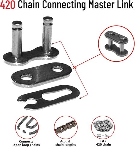AlveyTech 420 Chain Connecting Master Link - For 4 Wheeler Mini/Dirt/Pit/Pocket Bike, Go-Kart, Quad, ATV, and Scooter by Coleman, TaoTao Motorcycle Roller Connector Links Sprocket Parts 1pcs in Saudi Arabia