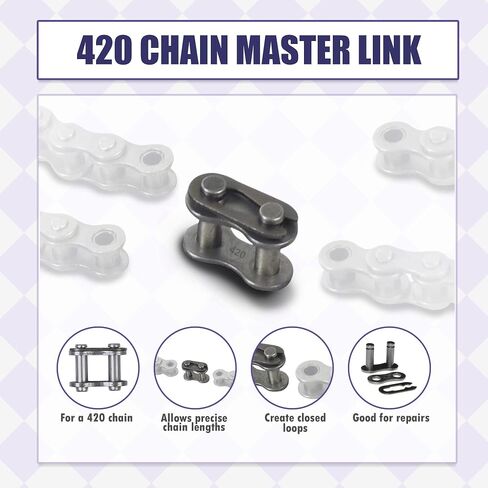 AlveyTech 420 Chain Connecting Master Link - For 4 Wheeler Mini/Dirt/Pit/Pocket Bike, Go-Kart, Quad, ATV, and Scooter by Coleman, TaoTao Motorcycle Roller Connector Links Sprocket Parts 1pcs in Saudi Arabia