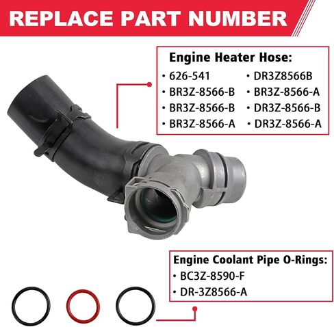 626-541 Engine Heater Hose with Engine Coolant Pipe O-Rings Fits for 2011-2018 Ford F150 Lobo Mustang, 2011-2014 Lincoln Mark LT Replaces# DR3Z-8566-A BC3Z-8590-F DR-3Z8566-A in Saudi Arabia