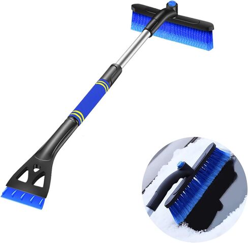 Augeny 25" Car Snow Scraper and Brush, 3 in 1 Detachable Scratch Free Snow Brush with Comfortable Foam Grip, Extendable Universal Winter Snow Removal Tool for Car Windshield Window (Blue) in Kuwait