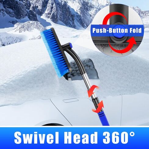 Augeny 25" Car Snow Scraper and Brush, 3 in 1 Detachable Scratch Free Snow Brush with Comfortable Foam Grip, Extendable Universal Winter Snow Removal Tool for Car Windshield Window (Blue) in Kuwait